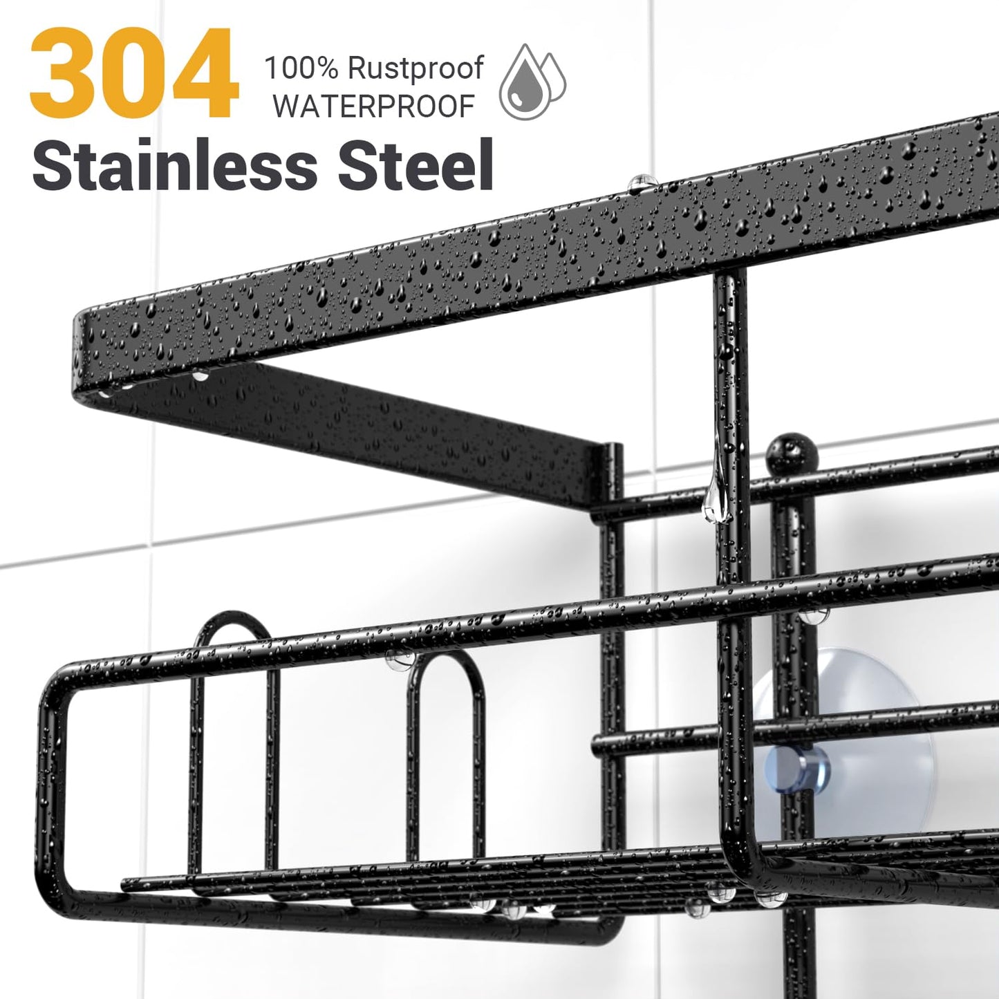 Hanging Shower Caddy Over Showerhead - Rustproof No Drill Shower Organizer