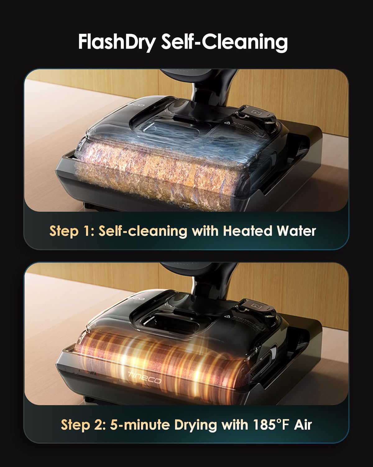 Tineco Floor One S7 Artist Wet Dry Vacuum Cleaner, 22kPa Suction, iLoop Smart Sensor, DualBlock Anti-Tangle Design, 185℉ Flashdry, 50 Min Runtime, Dual-Edge Cleaning, 180° Lay-Flat