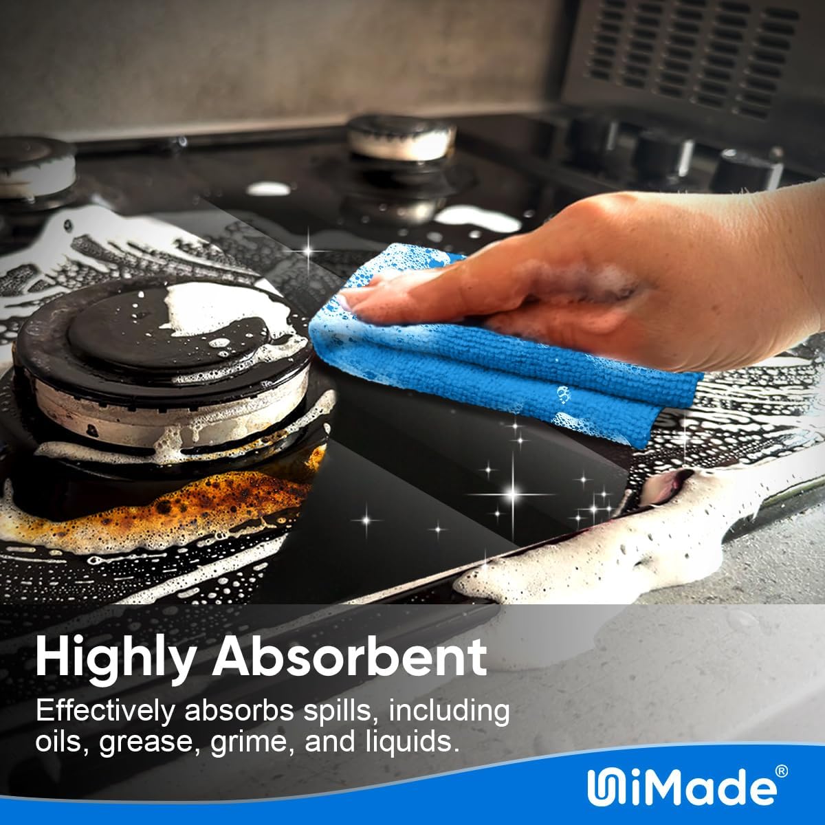 Shop Towels Rags, 50 Pack Reusable Shop Rags Bulk Microfiber Cleaning Cloth Lint Free Cleaning Towels for Car Kitchen Automotive Bar Mechanic Restaurant Garage, 11.5"x 11.5", Blue