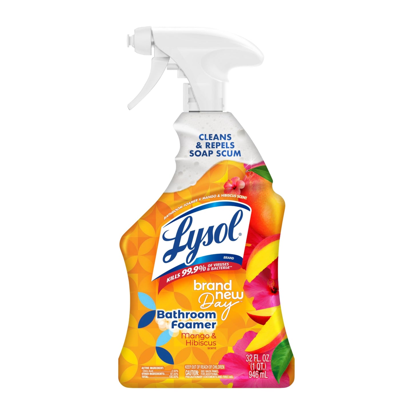 LYSOL Bathroom Cleaner Spray, Foaming Cleaner for Bathrooms, Showers, and Tubs, Mango & Hibiscus