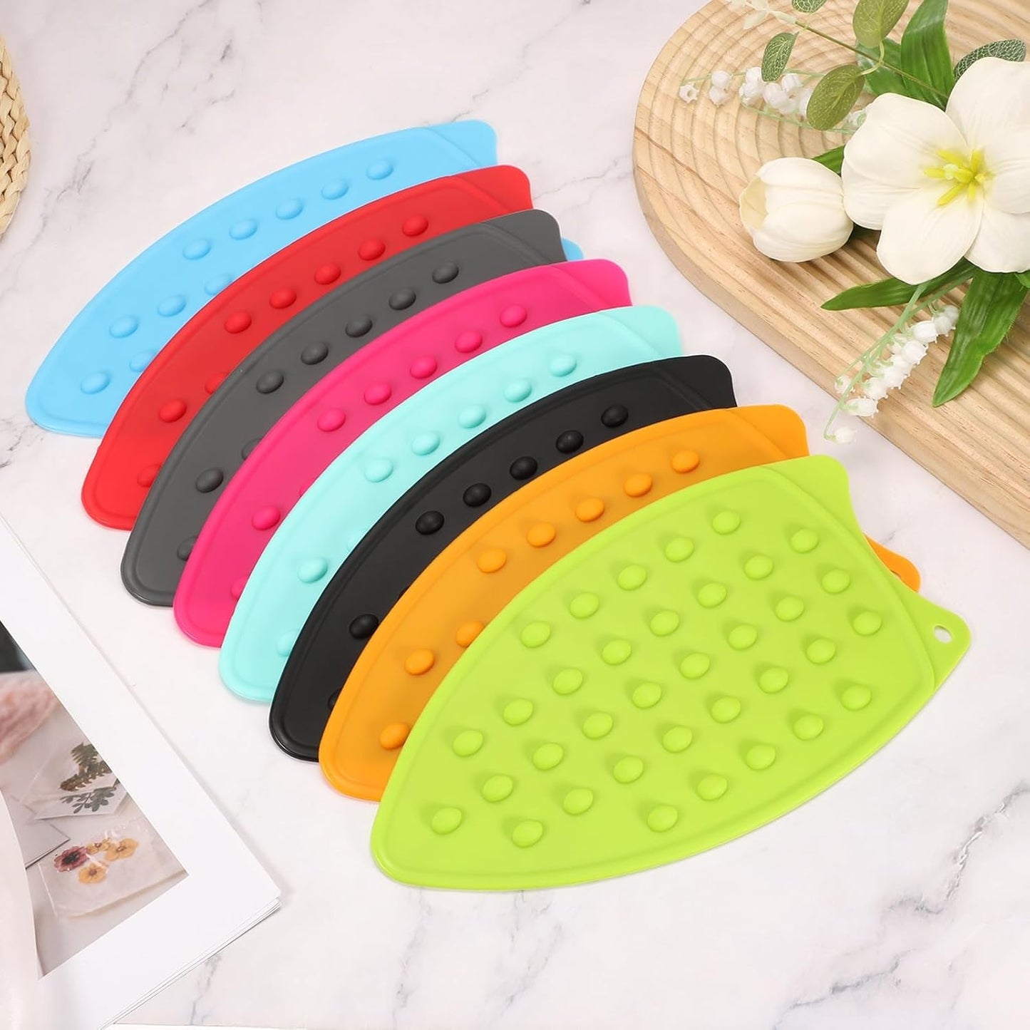 PATIKIL Silicone Iron Rest Pad, Multipurpose Hot Heat Resistant Iron Rest Plate Protective Pad for Ironing Board Hot Resistant Steamer Steam Compact Mat, Blue
