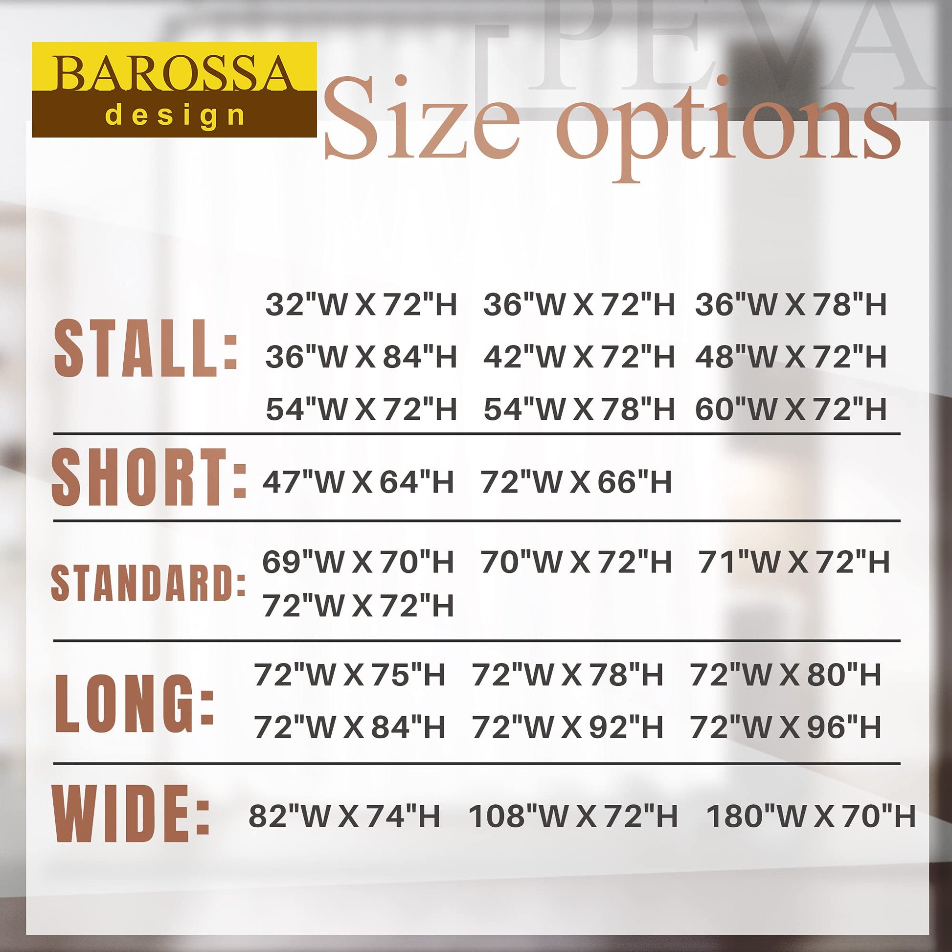 Barossa Design Extra Long Shower Curtain or Liner 84 Inch, Clear, 72x84