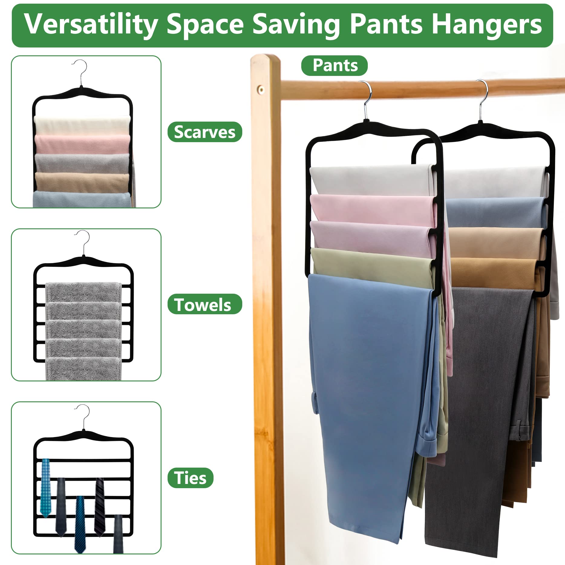 Closet Organizers and Storage,3 Pack Organization and Storage Pants-Hangers-Space-Saving,Velvet