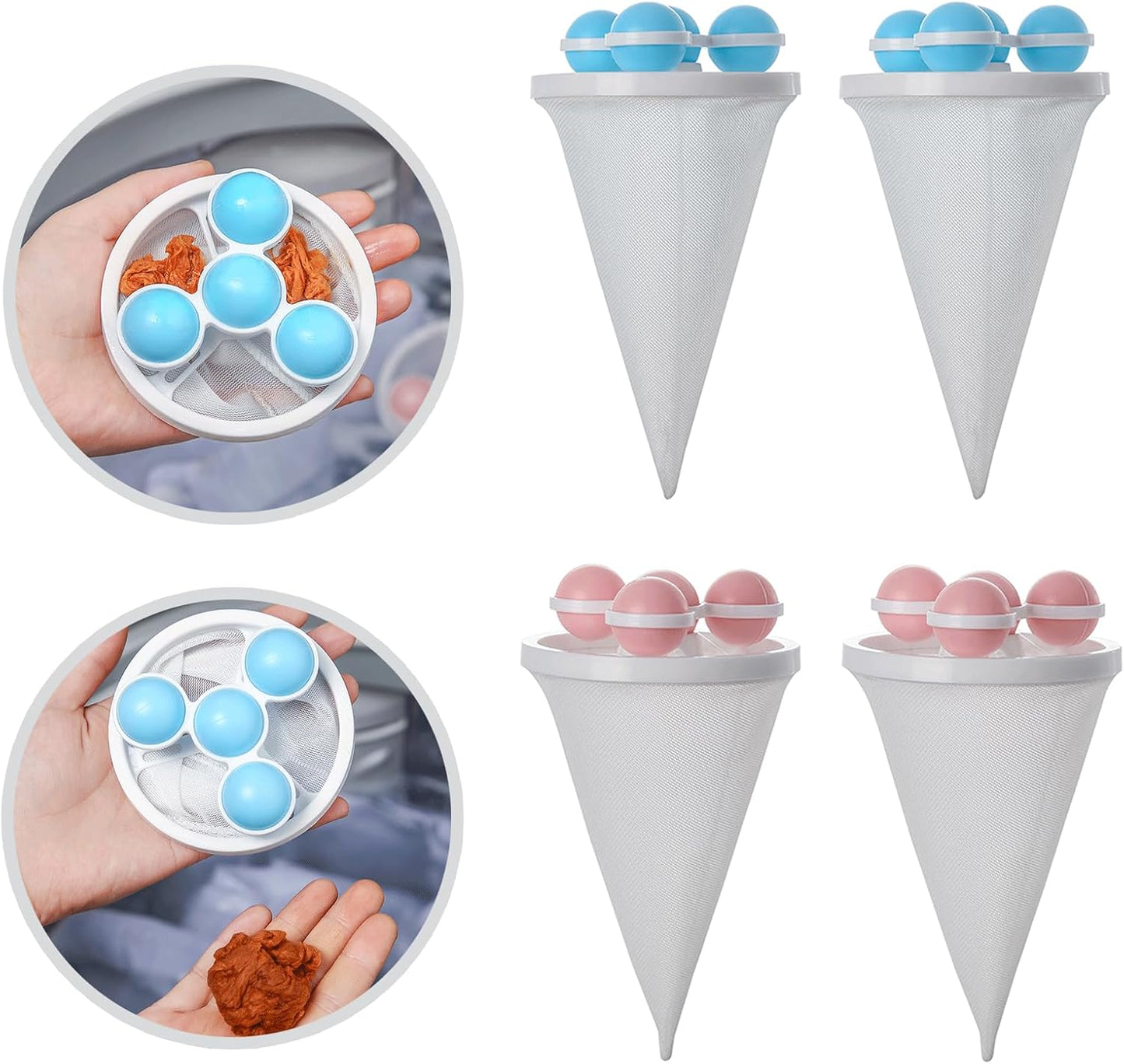 4PCS Hair Filter Bag for Fop Loader, Lint Traps for Laundry, Lint Catcher for Washing Machine, Pet Hair Catcher, Fur Remover for Laundry