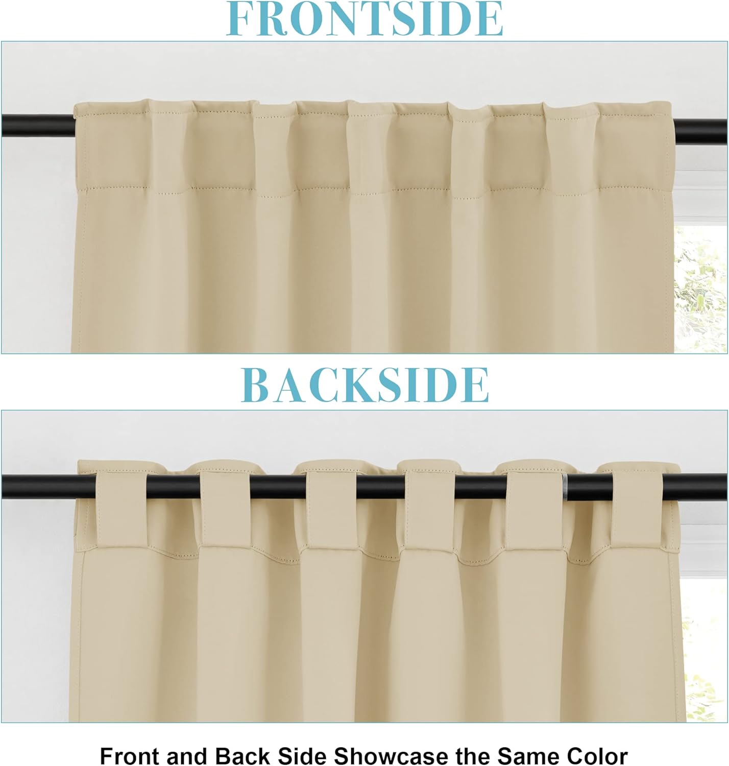 RYB HOME Small Window Curtains - Blackout Insualting Privacy Curtains for Kids Bedroom Kitchen Bathroom Basement Cafe Cabinet Tiers Drapes, 34 Width x 24 Length, 2 Panels, Biscotti Beige