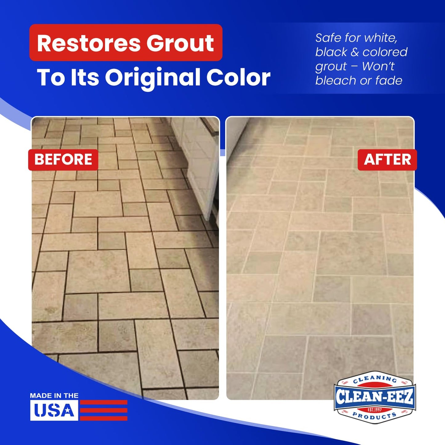 Clean-eez Grout Cleaner 2 Pack with Stand-Up Brush Attachment - Stain Remover Heavy-Duty Scrubber