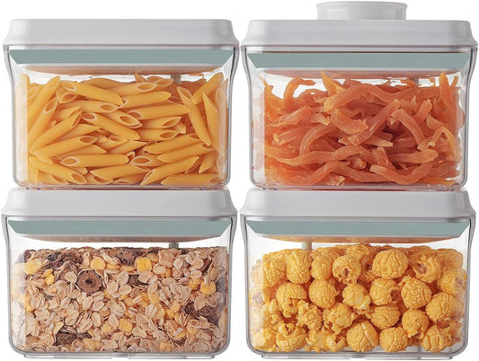 Ankou Airtight Container Set (1000ml 4 Pcs) Stackable One Press Openning Food Containers for Snacks