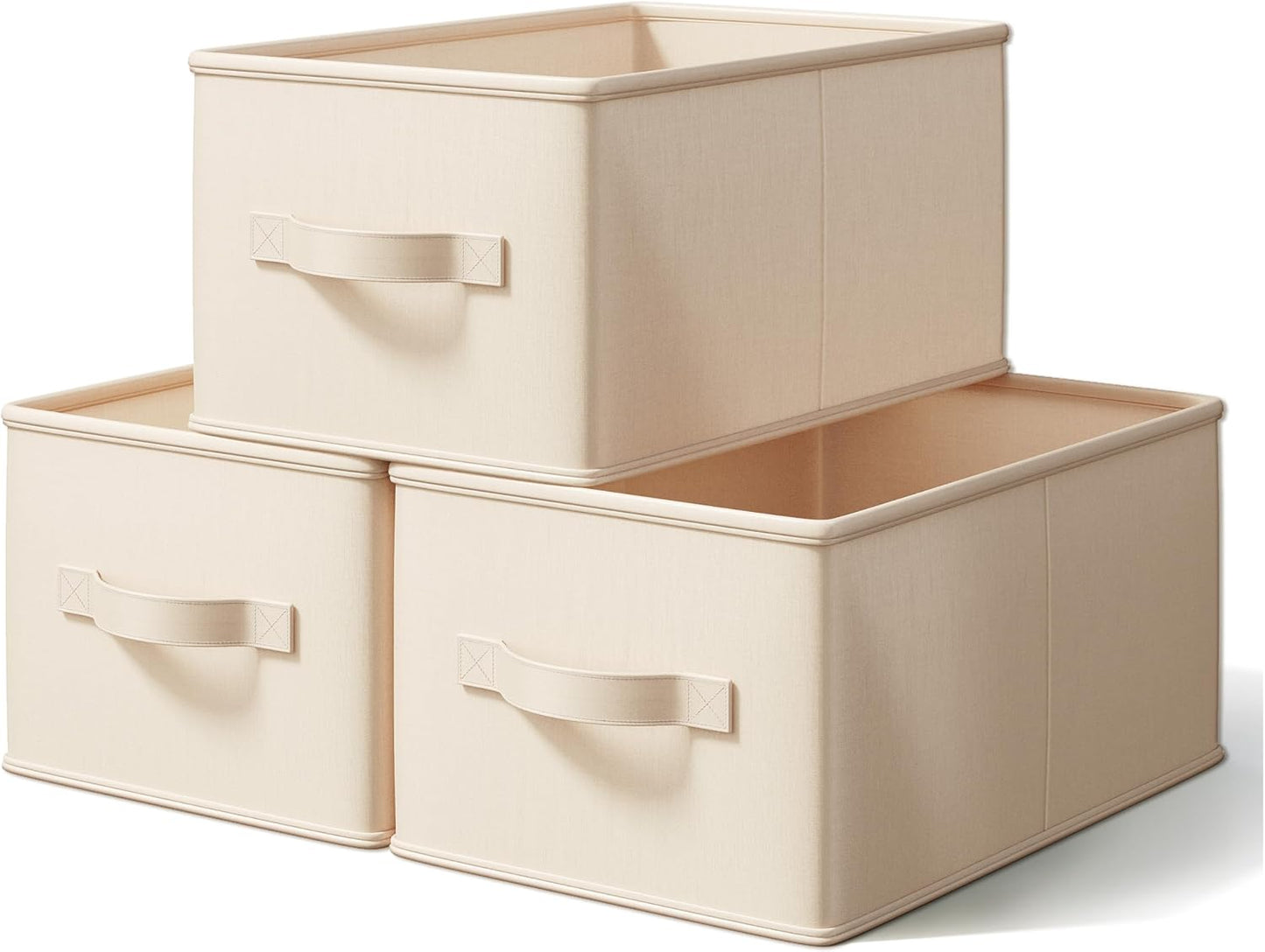 Storage Bins, Fabric Satin Storage Baskets for Shelves, 16.25" L*12" W*10" H Collapsible Storage Bins with Handles for clothes, Closet Baskets and Bins with Handles, Blush Pink, 3-Pack