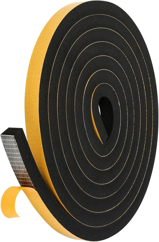 Black Weather Stripping Door Seal Strip (3/5 Inch X 1/2 Inch X 10Feet), Strong Adhesive