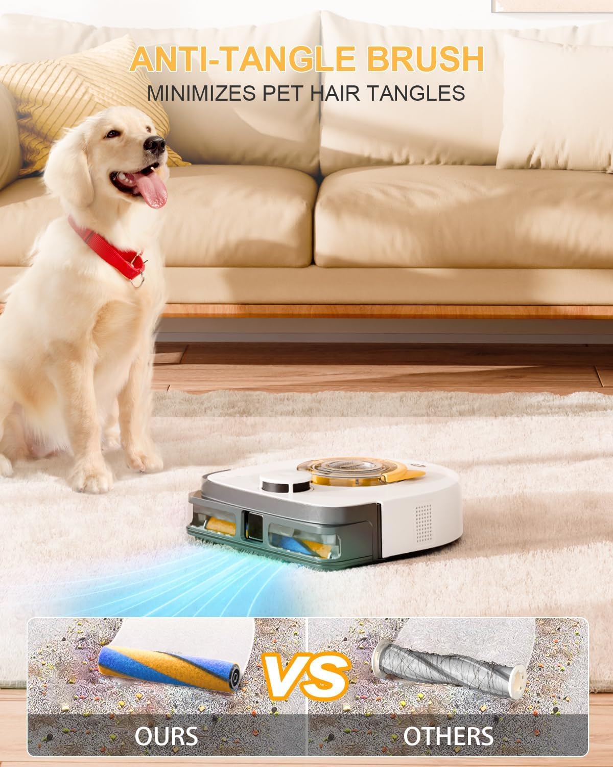 Robot Vacuum Cleaner with 22,000Pa Ultra-Strong Suction - Automatic Robot Vacuum for Pet Hair & Carpets, Tangle-Free Cleaning, Smart Mapping with LiDAR Navigation, App Controlled Vacuum Robot