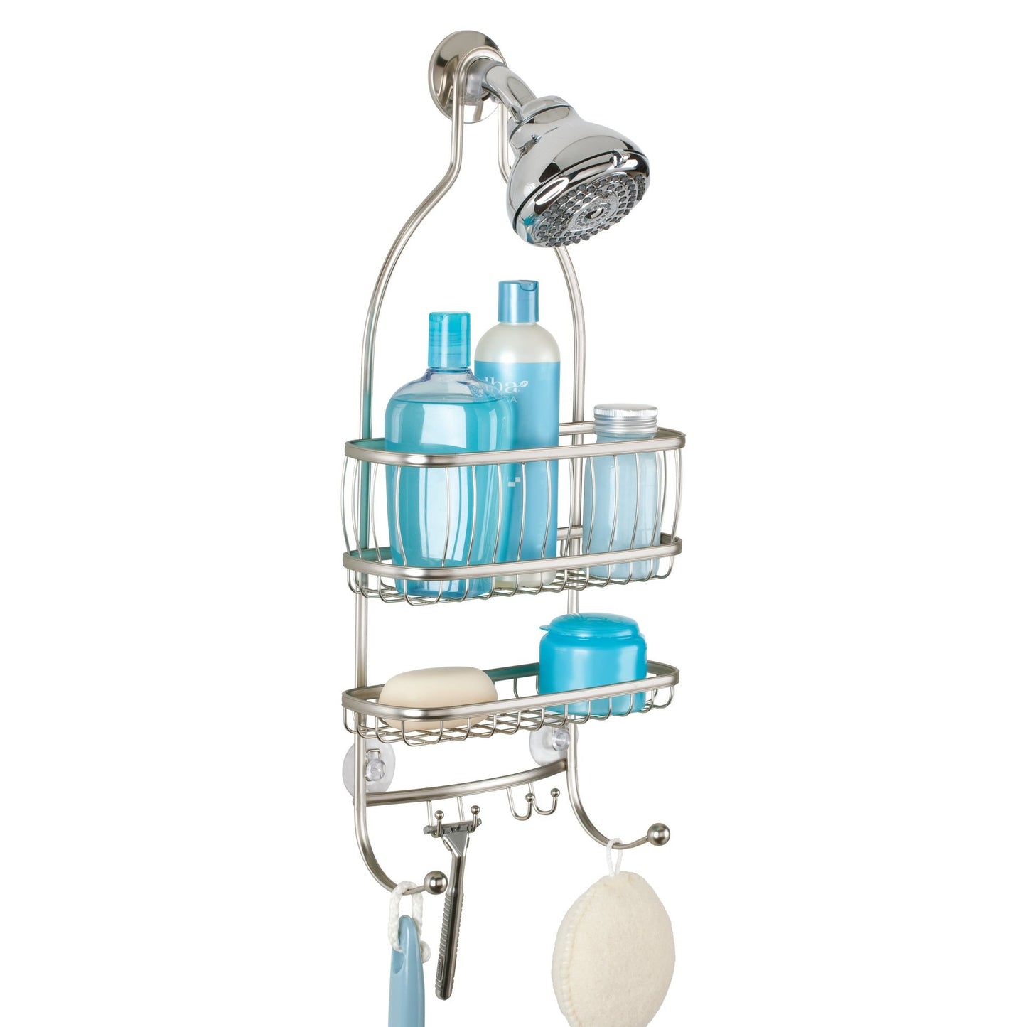 iDesign York Metal Wire Hanging Shower Caddy, Satin Silver