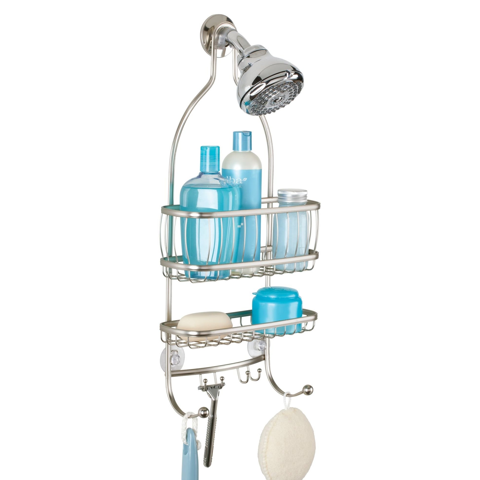 iDesign York Metal Wire Hanging Shower Caddy, Satin Silver