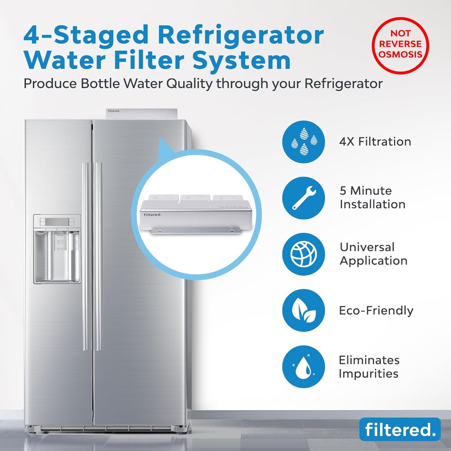 Inline Water Filter for Refrigerators & Ice Makers ??Universal Refrigerator Water Filter Kit, 5-Min Easy Install, High-Capacity Filtration for Clean Water & Ice