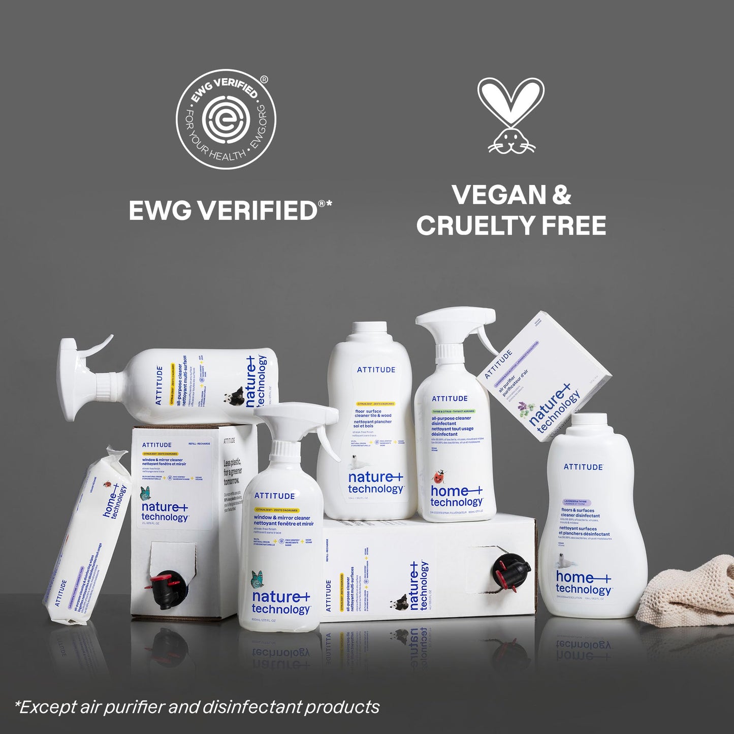 ATTITUDE All Purpose Cleaner Spray, EWG Verified, Vegan, Made with 94% Plant-Based Ingredients