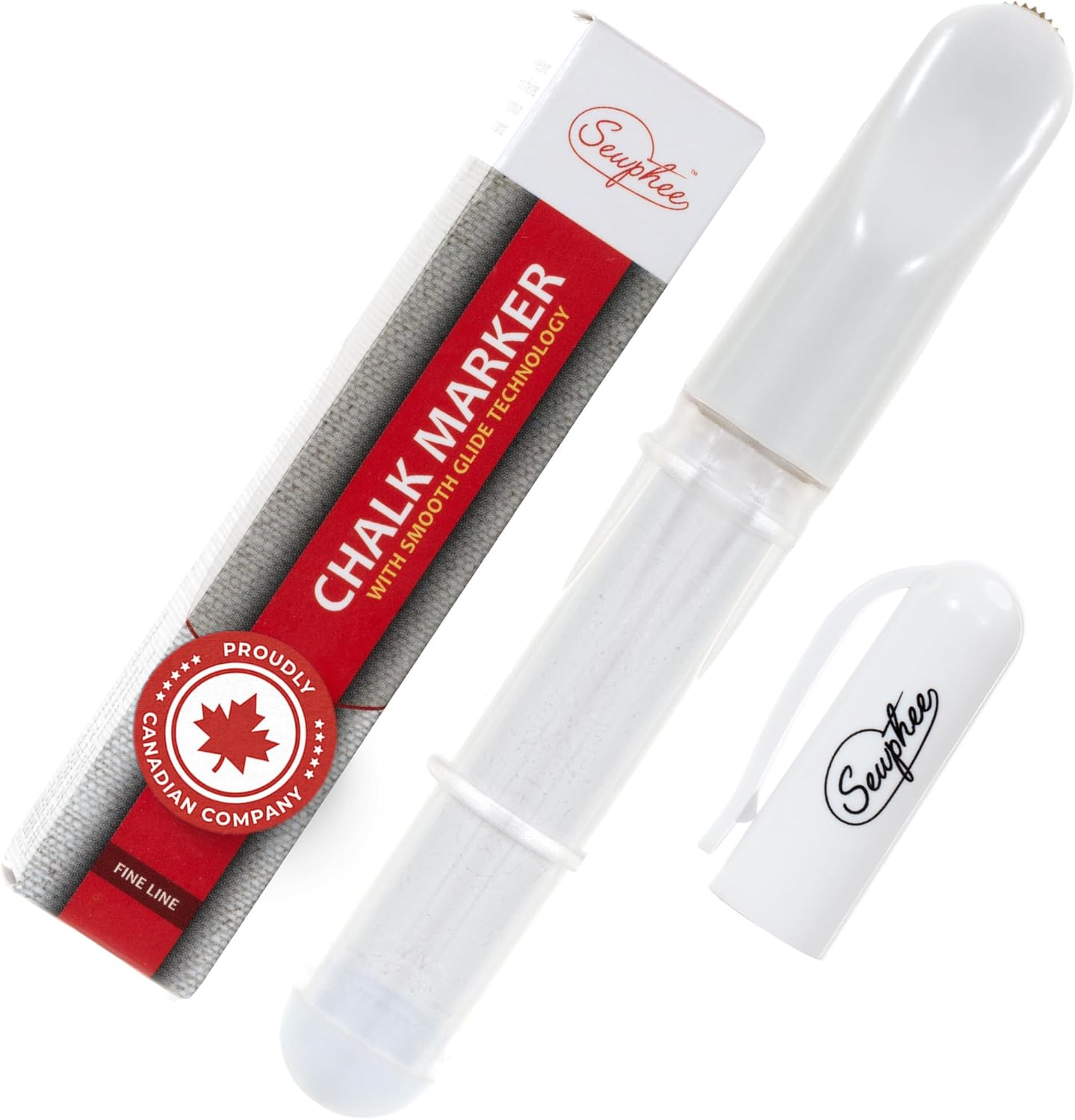 Fabric Markers for Sewing ??Ergonomic Tailors Chalk Pen with Improved Dosing Wheel for Sharp Lines - Washable Sewing Chalk Marking Pens that are Compatible with Most Fabrics - White 1 Pack
