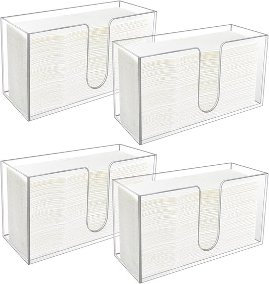 4Pack Acrylic Countertop Paper Towel Holder, Paper Towel Dispenser Countertop/Acrylic Napkin Holder(5mm Acrylic) C-fold or MultiFold Trifold Paper Towels for Bathroom, Kitchen,Restaurant (4)