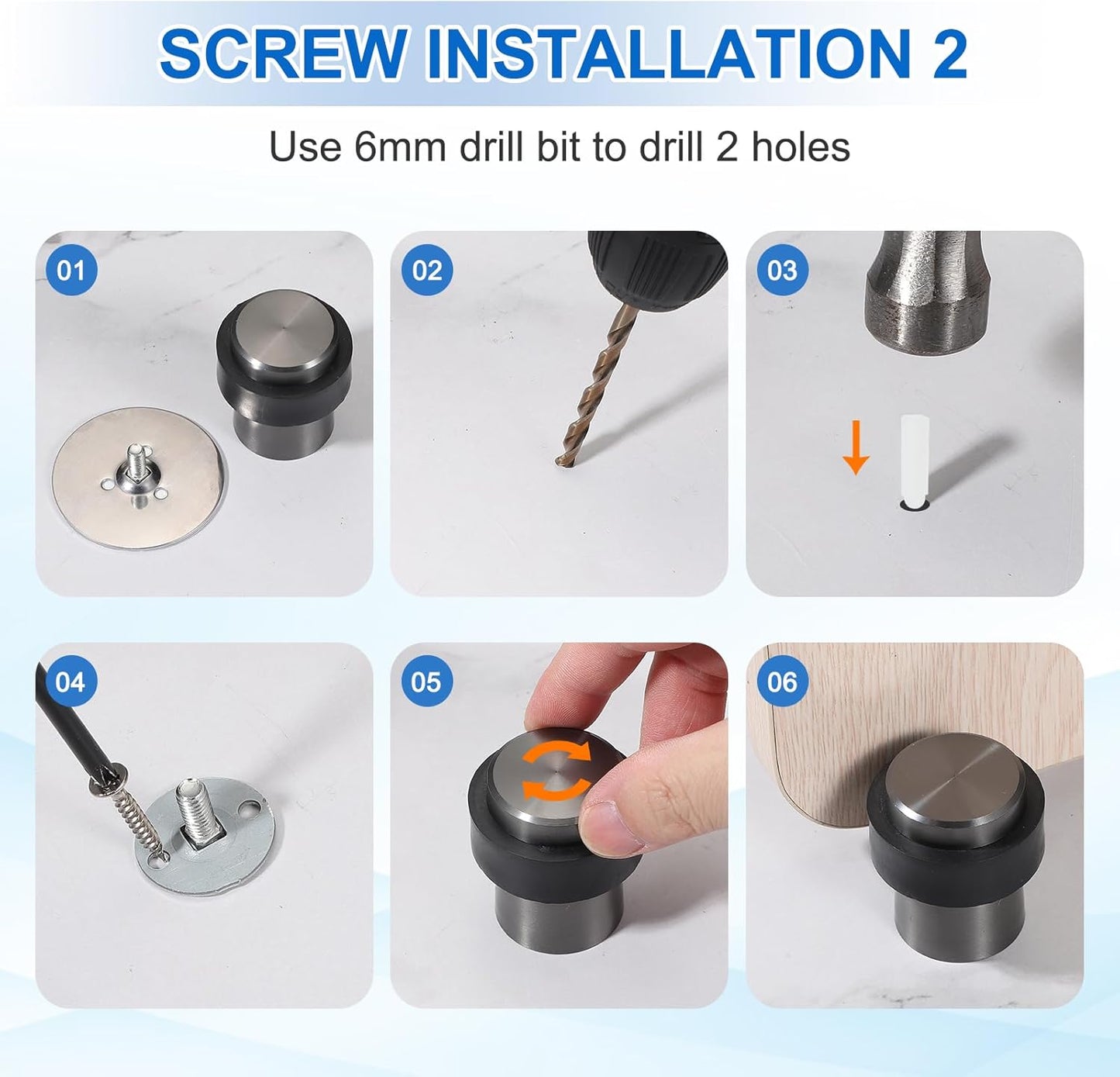 PATIKIL 3Set Round Door Stoppers, 80mm Stainless Steel Door Stop Doorstop Wedge Metal Cylinder Self Adhesive with Screw for Bottom of Door Floor Inside, Gray