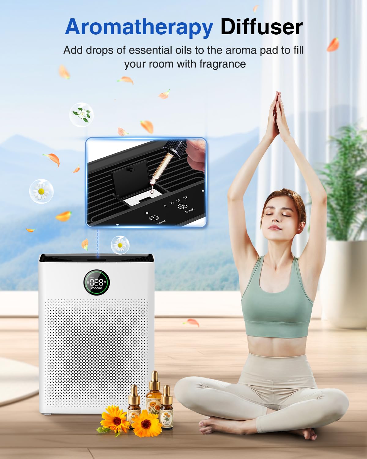 Air Purifiers for Home Large Room up to 2200sq.ft, MOOKA Air purifier for Home Pets with Washable