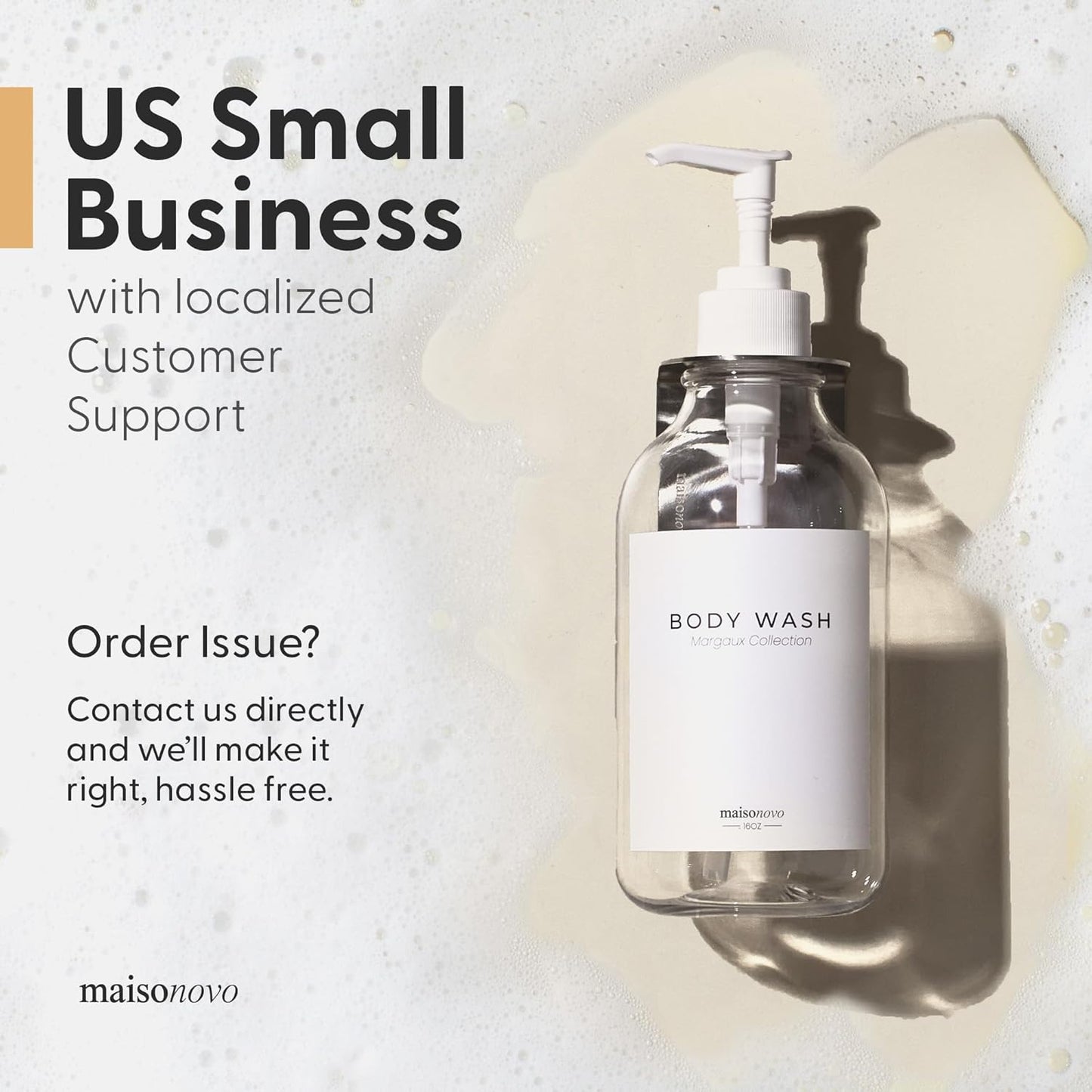 MaisoNovo Shampoo and Conditioner Dispenser - Shower Soap Dispenser Wall Mounted - 16.9 fl oz Set of 2 Clear Plastic Bottles White Pump - Shampoo Dispenser, Shower Dispenser 2 Chamber No Drill