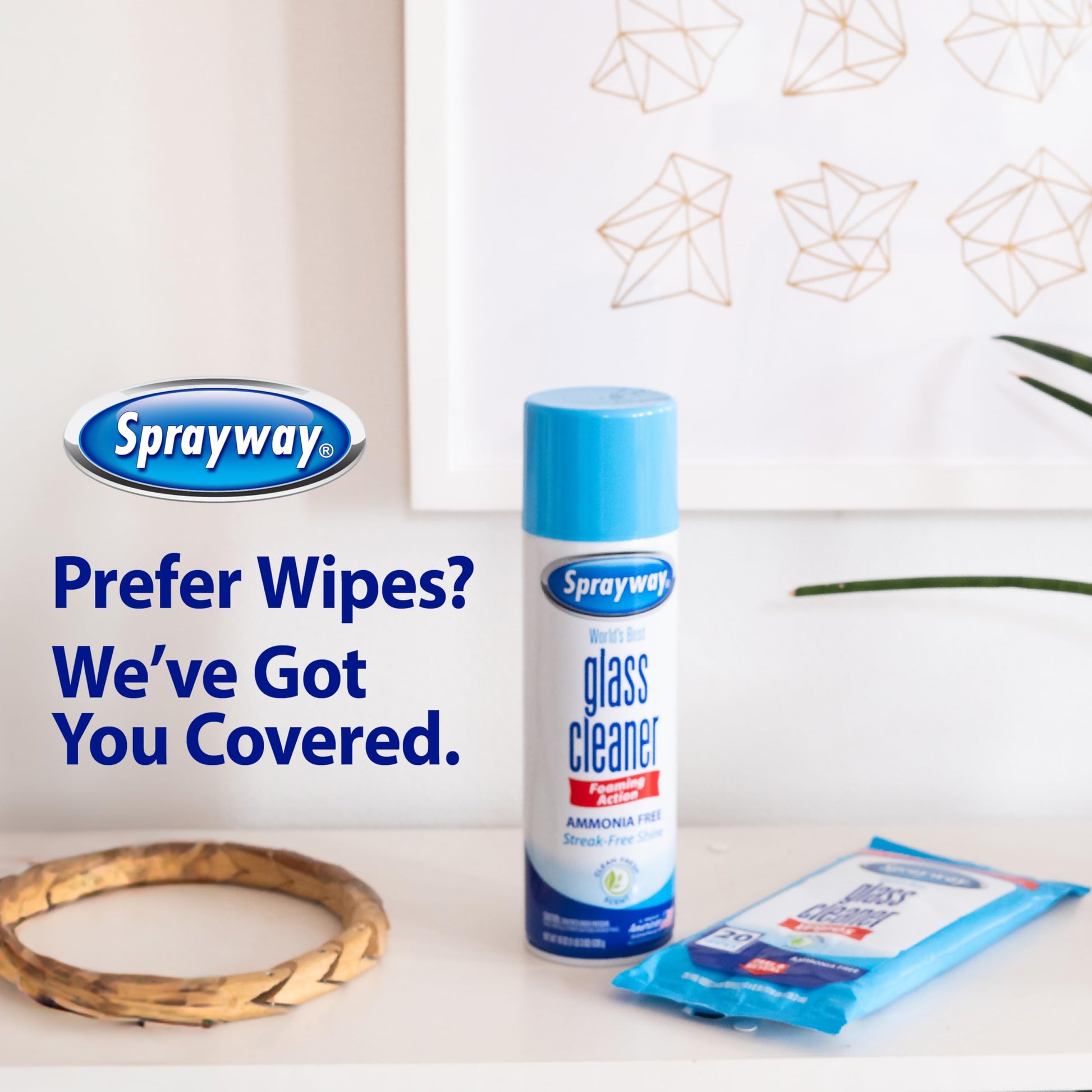 Sprayway Glass Cleaner Foaming Aerosol Spray, 19oz, Pack of 2 | Ammonia-Free, Streakless