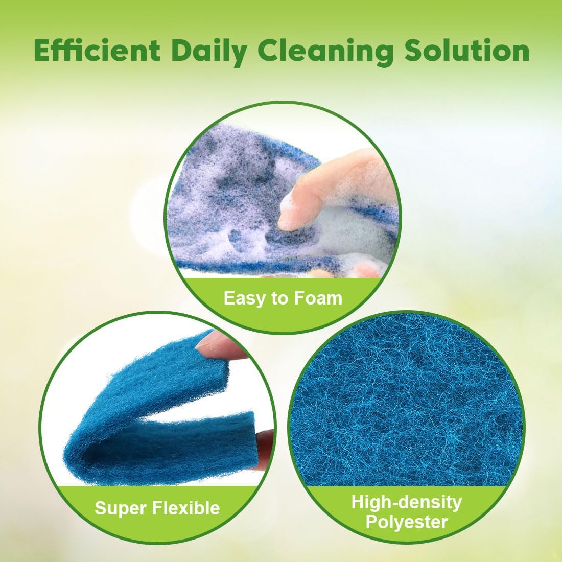 Non-Scratch Scouring Pads, 96Pcs Household Scour Pads for Kitchen, Garage and Outdoors, Reusable Dish Scrubber Pads for Pan and Metal Grill - Blue