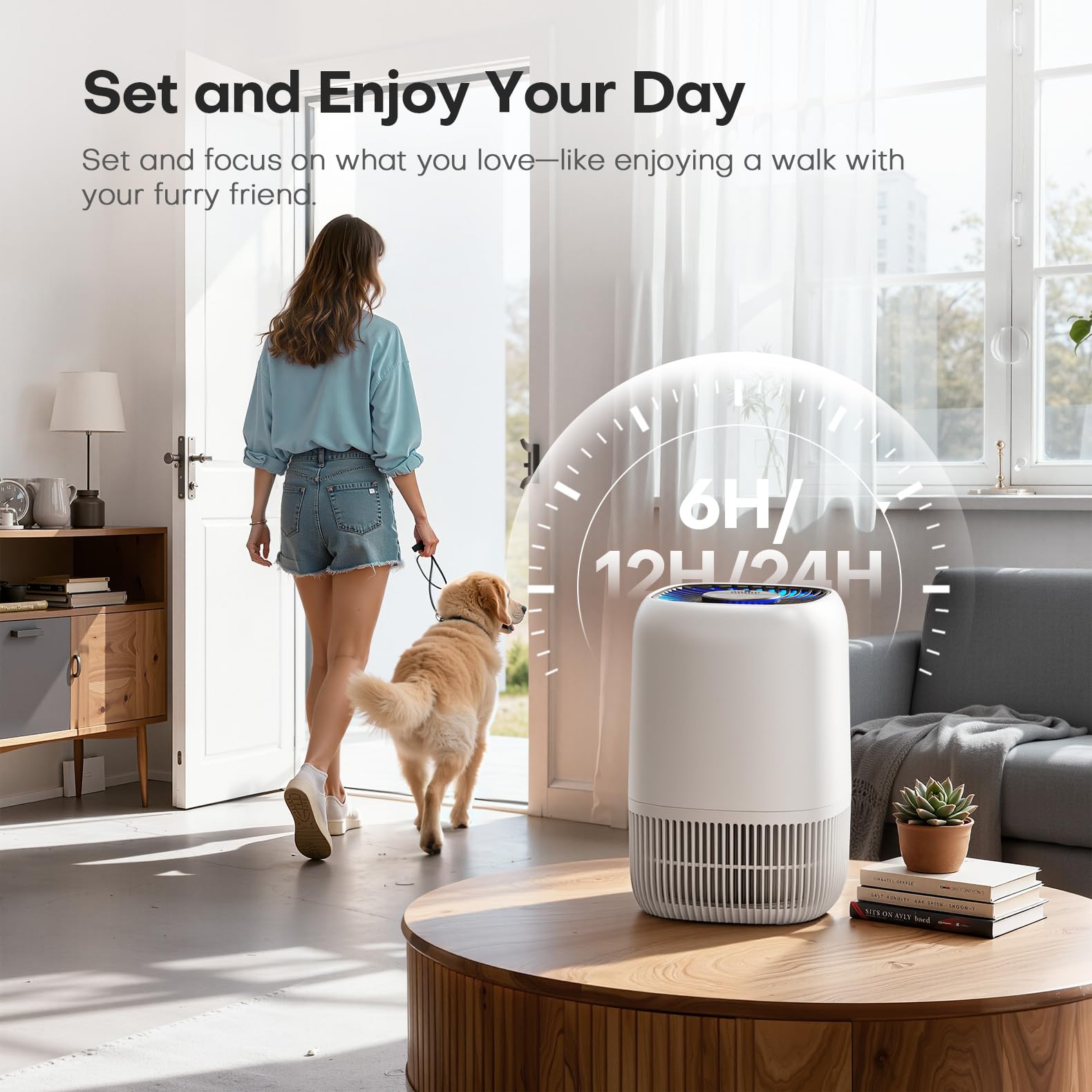 VOOPNU Air Purifiers for Home, High Efficiency Filter Up to 1076 Ft², White