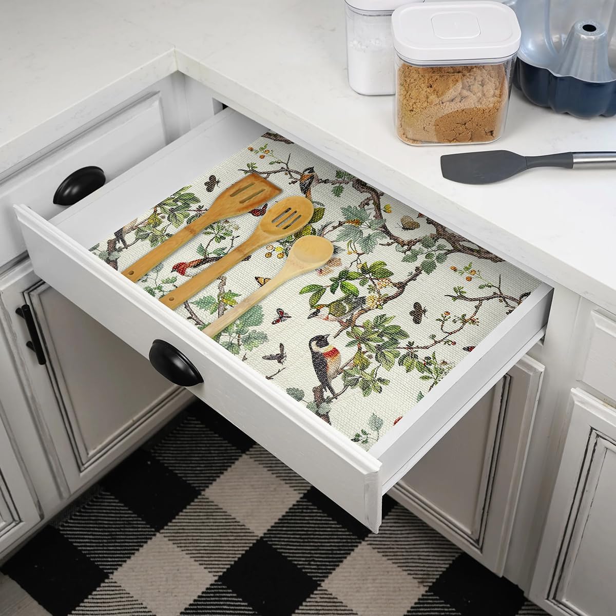 Shelf Liner for Kitchen Cabinets Non-Adhesive,Cabinet Liner for Shelves Non Slip Drawer Liner,Waterproof Kitchen Drawer Liners,Cupboard Liners for Cabinets Easy to Clean (12In x 10FT)