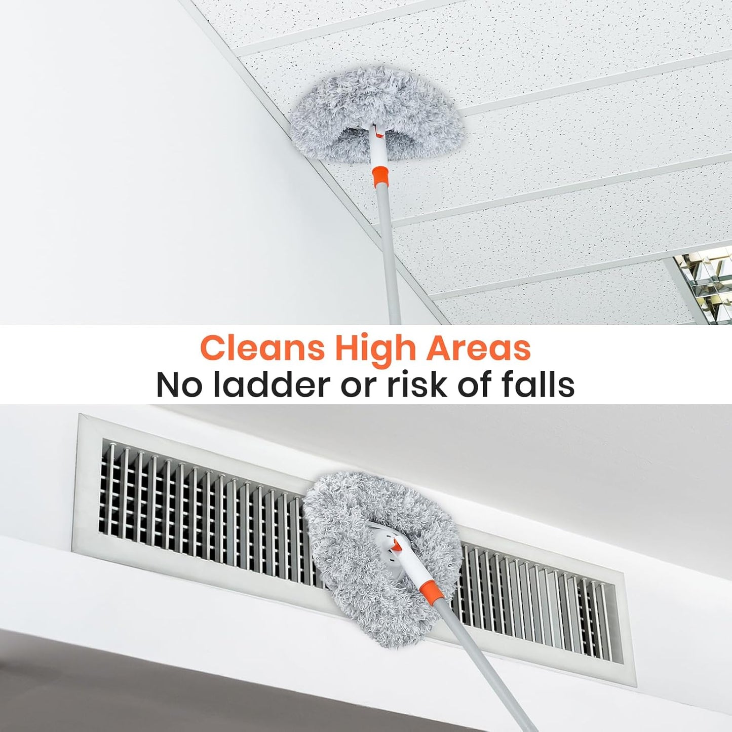 Wall Cleaner Mop with 82" Long Handled Baseboard Cleaner Tool with 3 Replacement Pads Ceiling Duster Tool for Walls Window, Floor, Ceiling, Baseboard