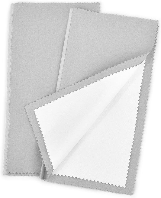 SEVENWELL Silver Polishing Cloth, Jewelry Cleaner Cloth for Sterling Silver Jewelry, Gold, Platinum, Silverware, Diamonds, Gemstones, Coins (20cm Light Grey Silver Cloth)