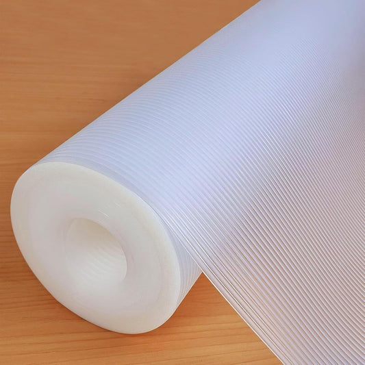 Shelf Liners 22 in x 20 ft EVA Drawer Mats, Non-Adhesive Cupboard Protector, Kitchen Cabinet Lining Fridge Liner (Clear Stripe, 56x610cm)