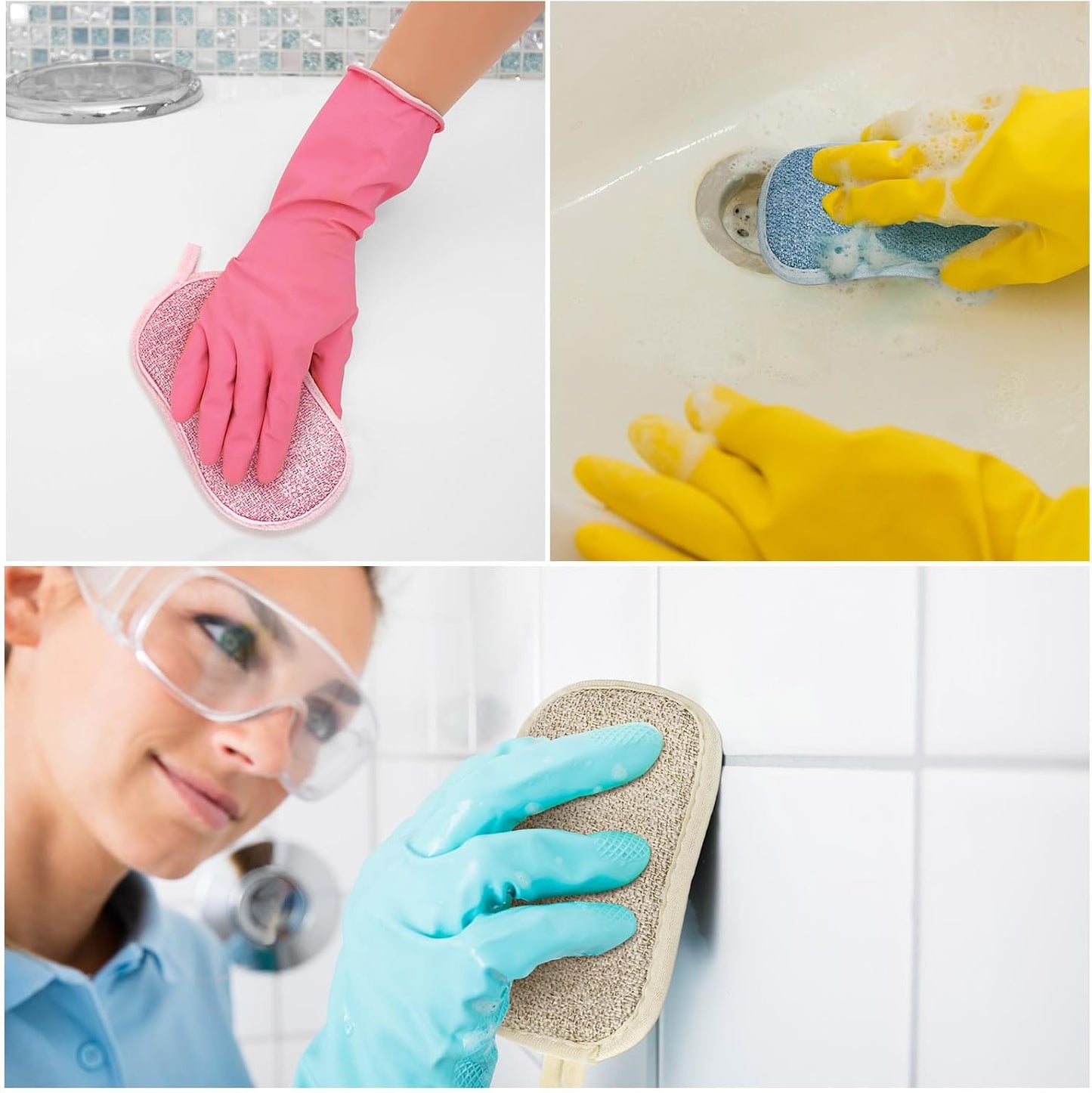 Boao 10 Pieces Multipurpose Kitchen Scrub Sponges, Non-Scratch Microfiber Scrub Sponges for Kitchen Reusable Scouring Pads Sponge Scrubber for Household Cleaning Dishes and Pots(Mixed Colors)