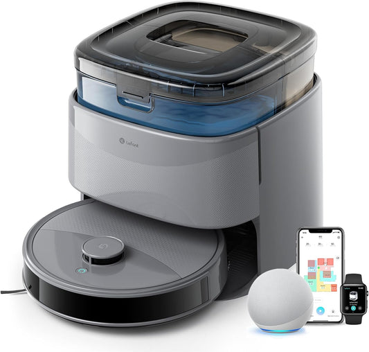 Lefant M3 Max Robot Vacuum, Auto Mop Washing, 20000Pa Suction, Self-Emptying & Refilling, 9mm Mop Lifting, 200RPM Spinning Mops, Smart Obstacle Avoidance, Gray