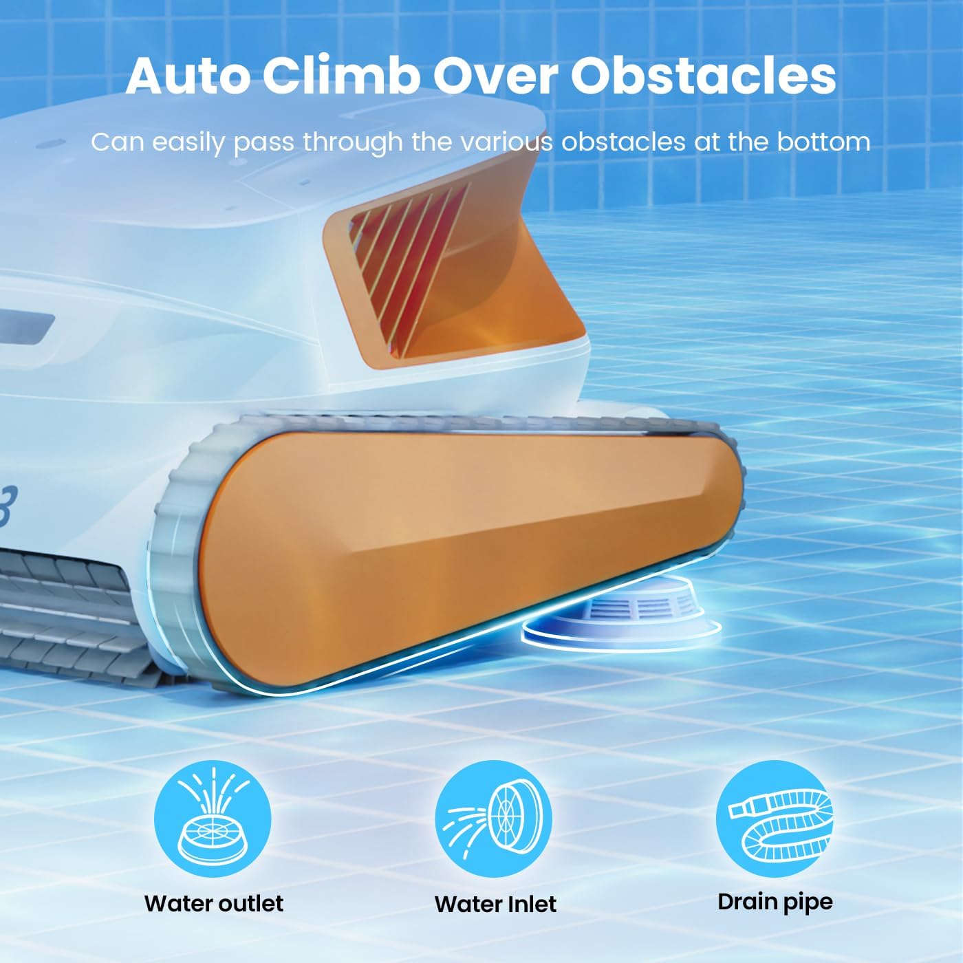 Hydro3 Robotic Pool Cleaner, 150W Cordless Pool Vacuum for Inground/upground Pool Max 861-1070 sq.ft, 200mins Runtime, 2xBrushless-Motor, 4.1L Filter Basket, Wall Climing/Waterline Clean