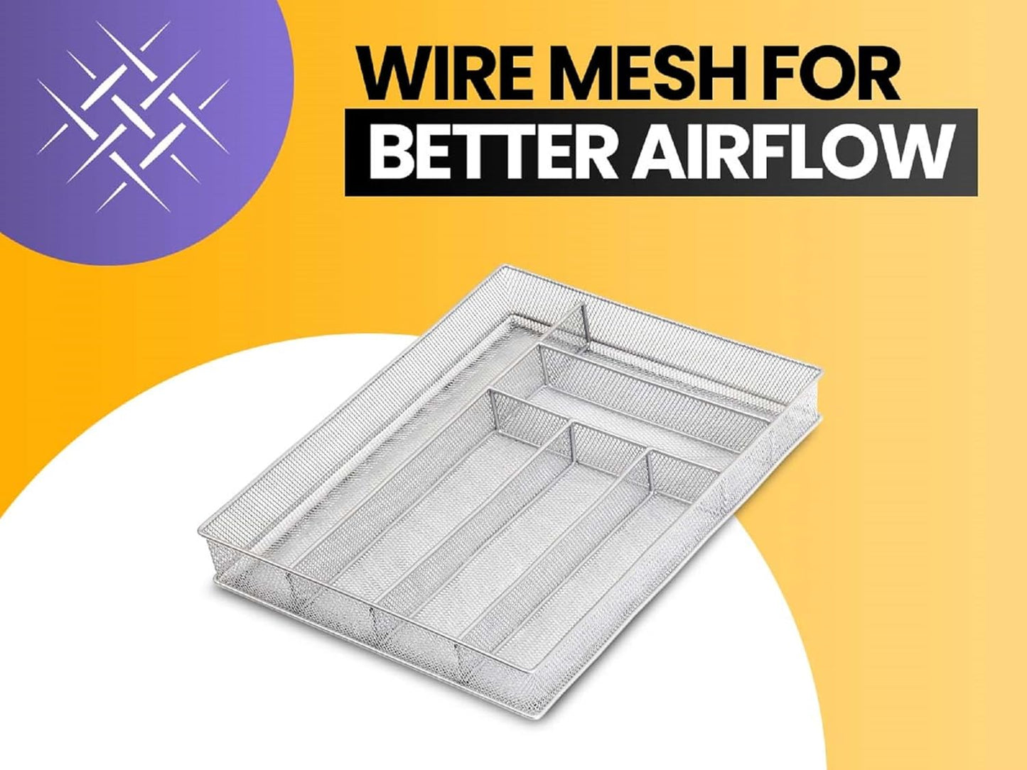 Mesh 5-part In-drawer Cutlery Organizer Kitchen Utensil Flatware Tray Model #196