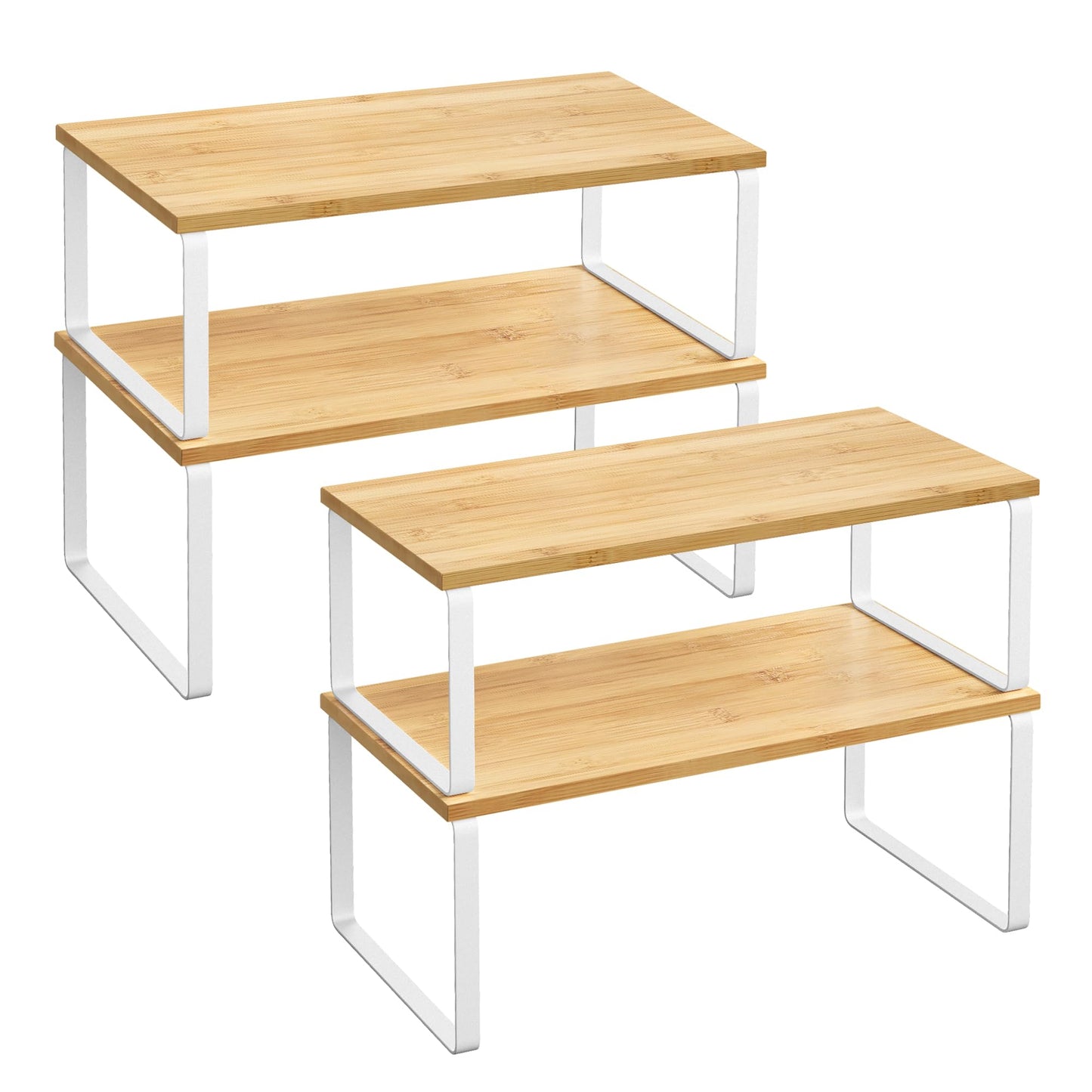 SONGMICS Cabinet Organizer Shelf, Set of 4 Kitchen Counter Shelves, Kitchen Storage, Spice Rack