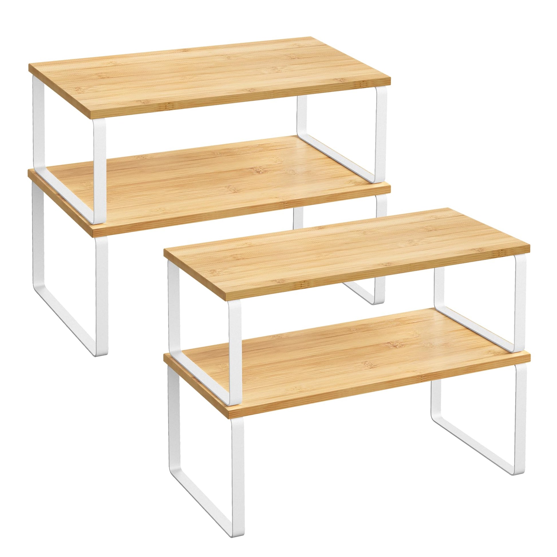 SONGMICS Cabinet Organizer Shelf, Set of 4 Kitchen Counter Shelves, Kitchen Storage, Spice Rack