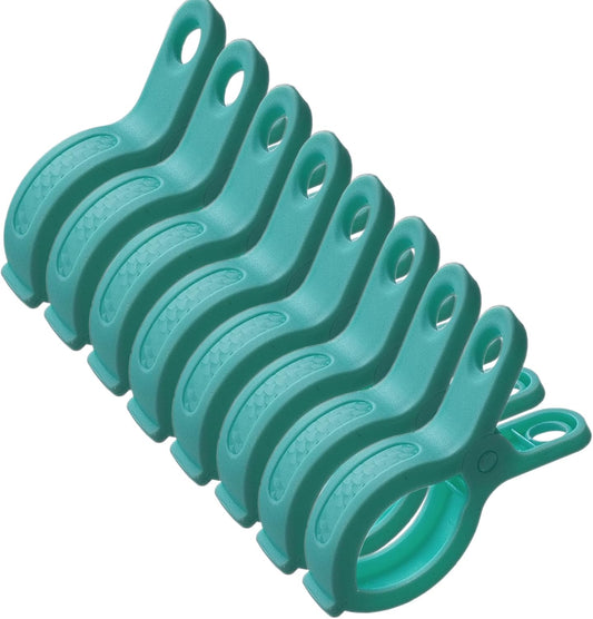 Plastic Clothes Pins Spring Clips Heavy Duty Laundry Clothespins Beach Towel Clips Clothes Pins Air-Drying Clothing Pin ，Set of 8 (Green)