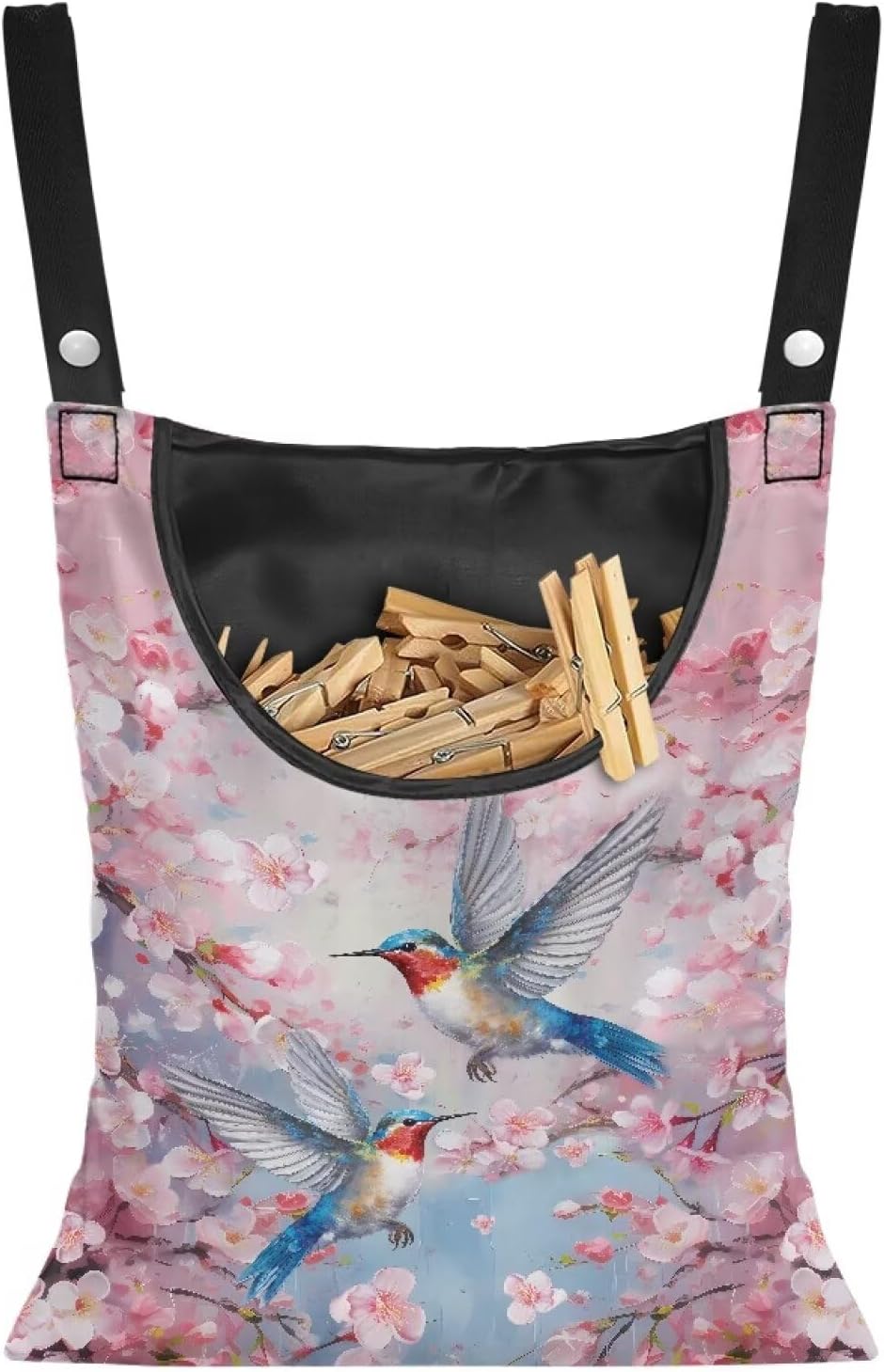 Pin Bag, Hummingbird Print Clothes Pin Hanging Bag Clothespin Storage Organizer with Large Opening Storage Organizer Space-Saving Laundry Hanging Bag
