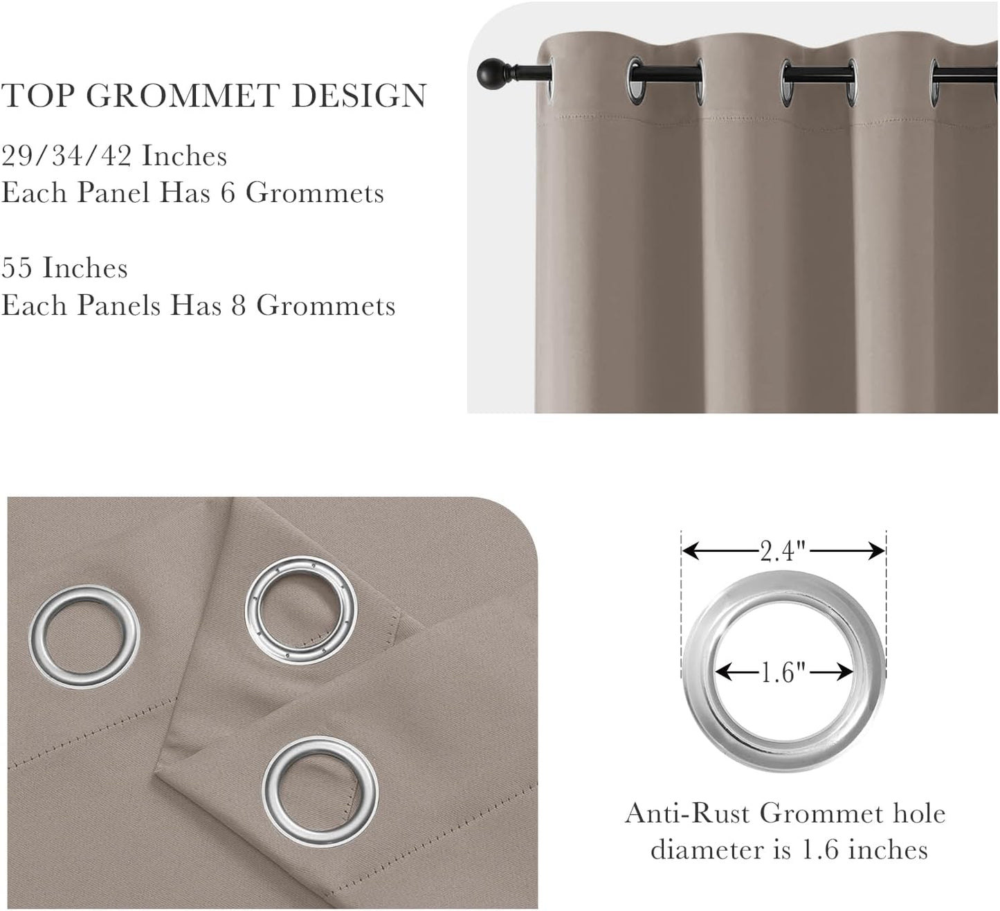 PONY DANCE Blackout Curtains for RV Camper Windows, Privacy Thermal Insulated Mini Curtains & Drapes for Bedroom Bathroom Kitchen Door Window Farmhouse Cover(2 Panels, W 42 x L 36 inches, Light Taupe)