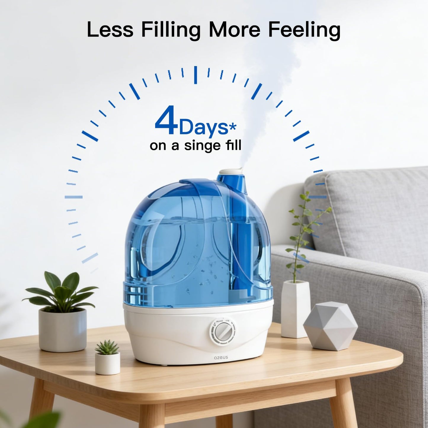 AZEUS Cool Mist Humidifiers for Bedroom, BabyRoom, Office and Plants,2.8L Large Capacity Ultrasonic