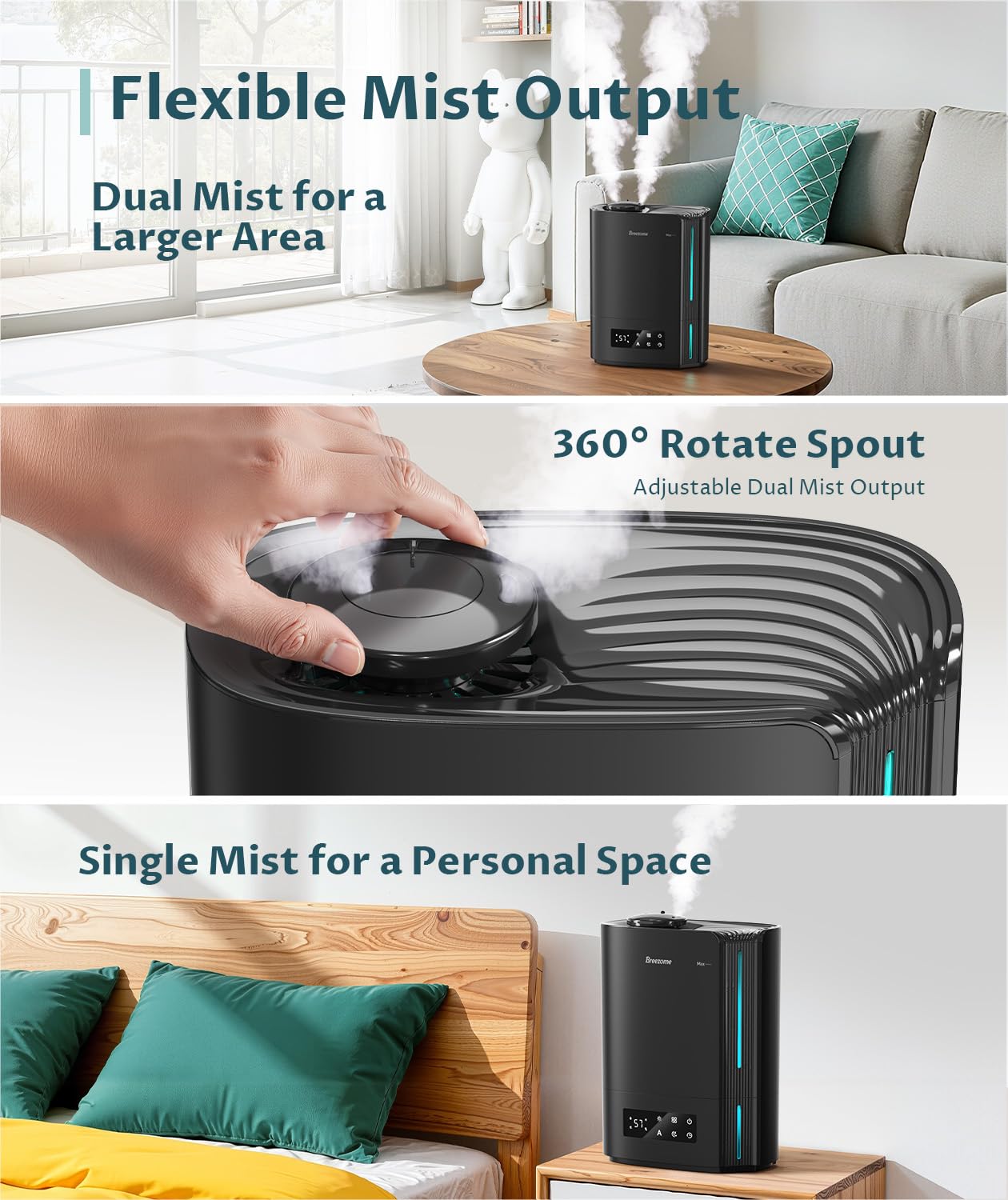 BREEZOME 6L Humidifier for Bedroom Large Room Smart Humidistat Control