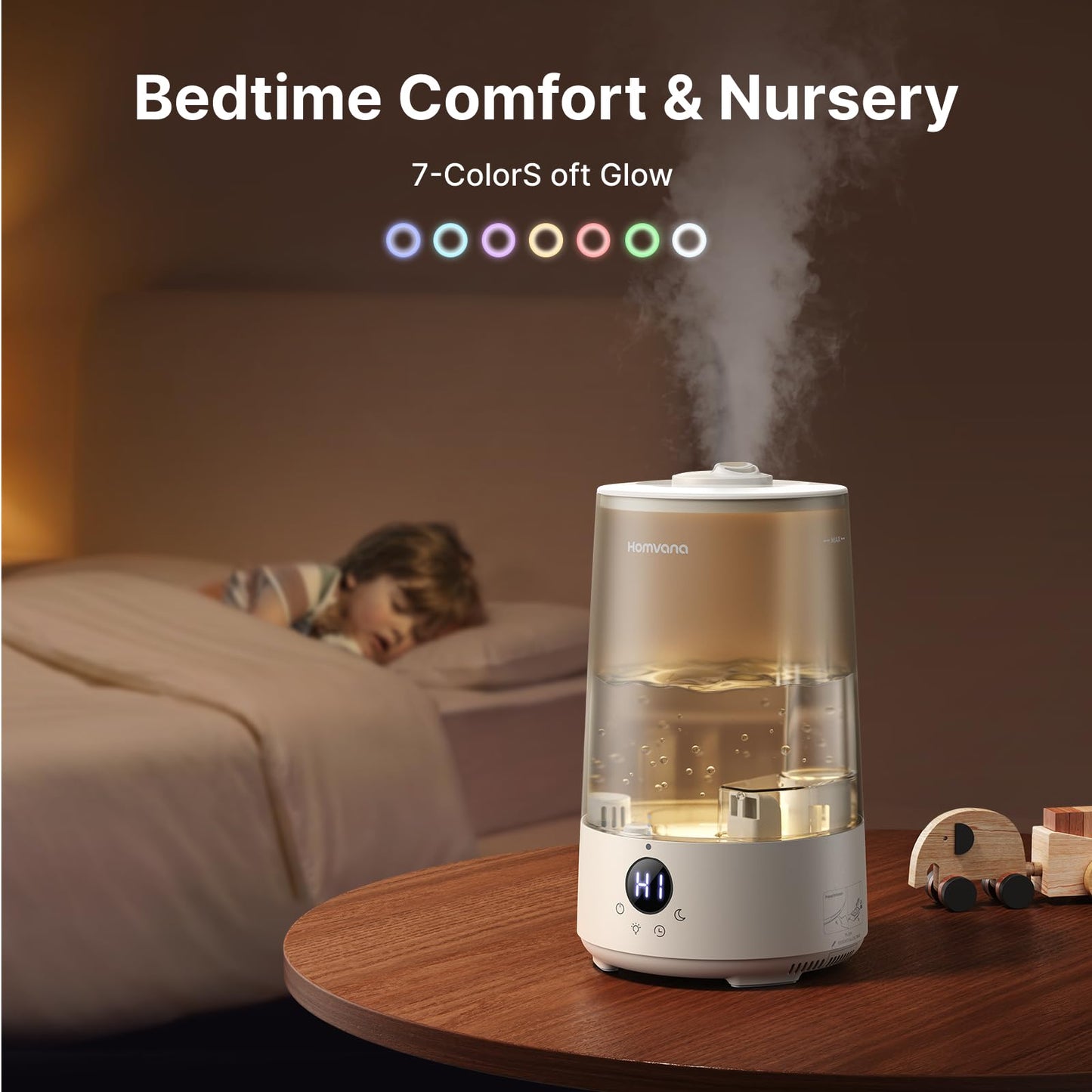 Homvana 3.6L Top-Fill Cool Mist Humidifiers for Bedroom, Large Room(Grey)
