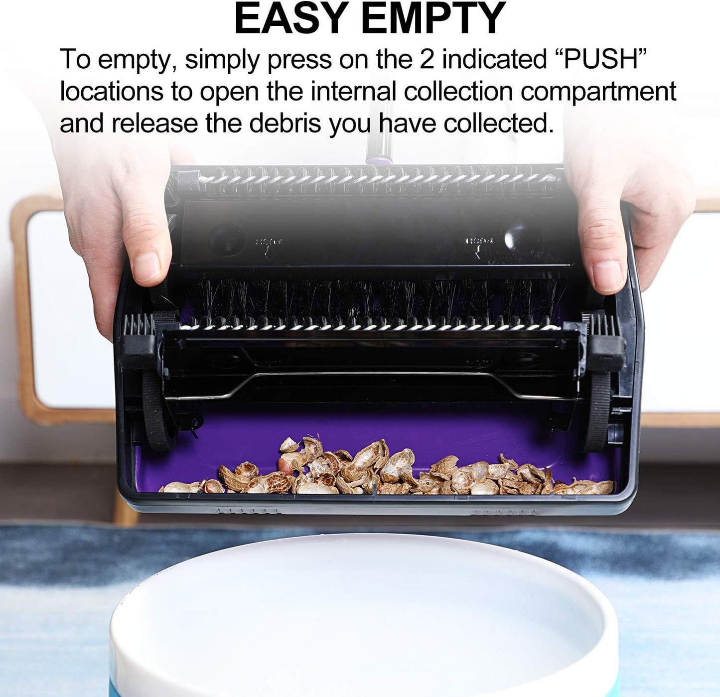 Yocada Carpet Sweeper Cleaner for Home Office Low&Undercoat Carpets Rugs Pet Hair Dust Scraps Paper Small Rubbish Cleaning with a Brush