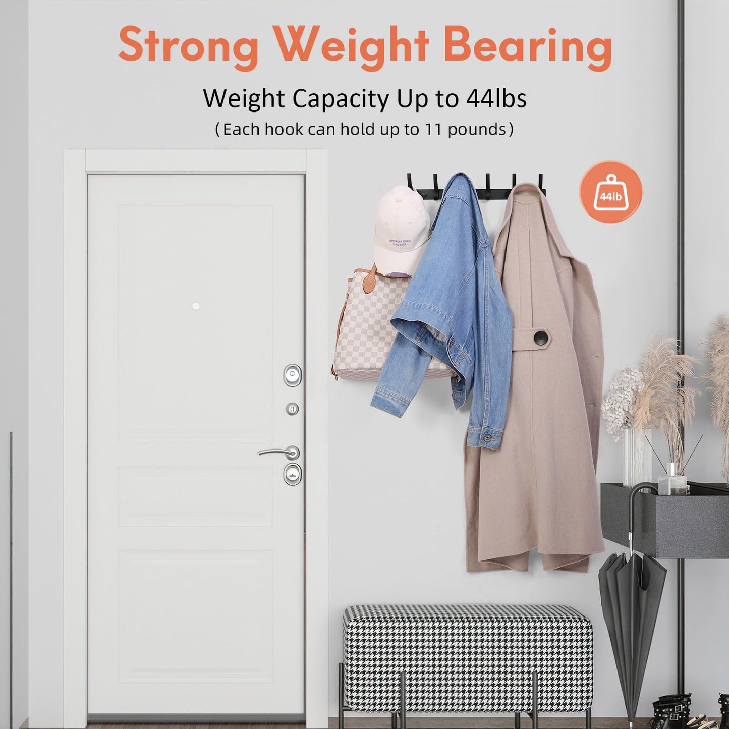 Optish Coat Rack Wall Mount, Wall Hooks for Hanging, Entry Coat Hooks Coat Hanger, Hat Rack Holder
