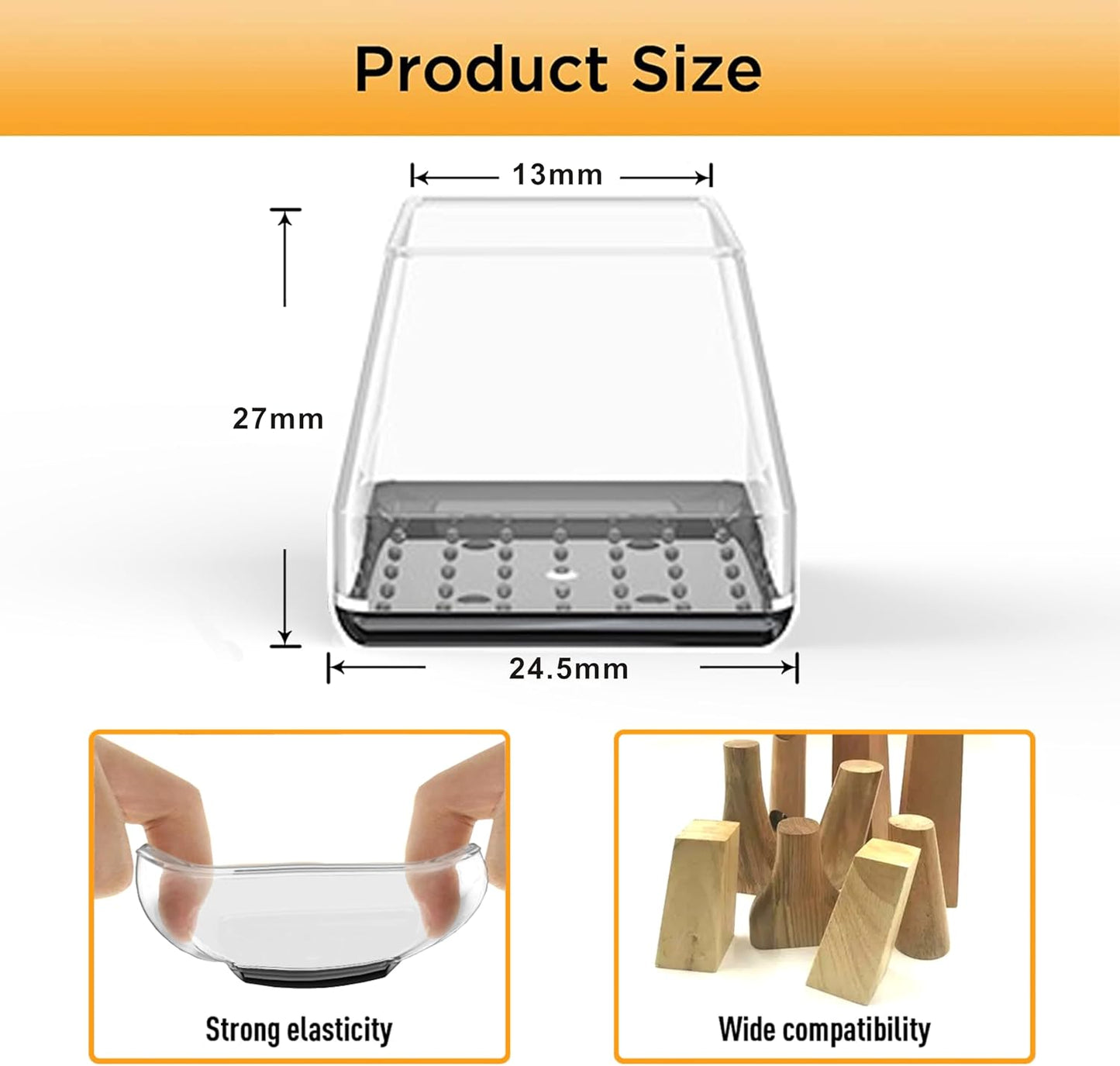 Furniture Sliders,24 PCS Square Chair Leg Sliders for Carpet, Furniture Movers Sliders, Carpet Chairs Furniture Glides, Floor Protectors, Carpet Moving Sliders Easily Move.(Clear,Fit:0.67-0.87").