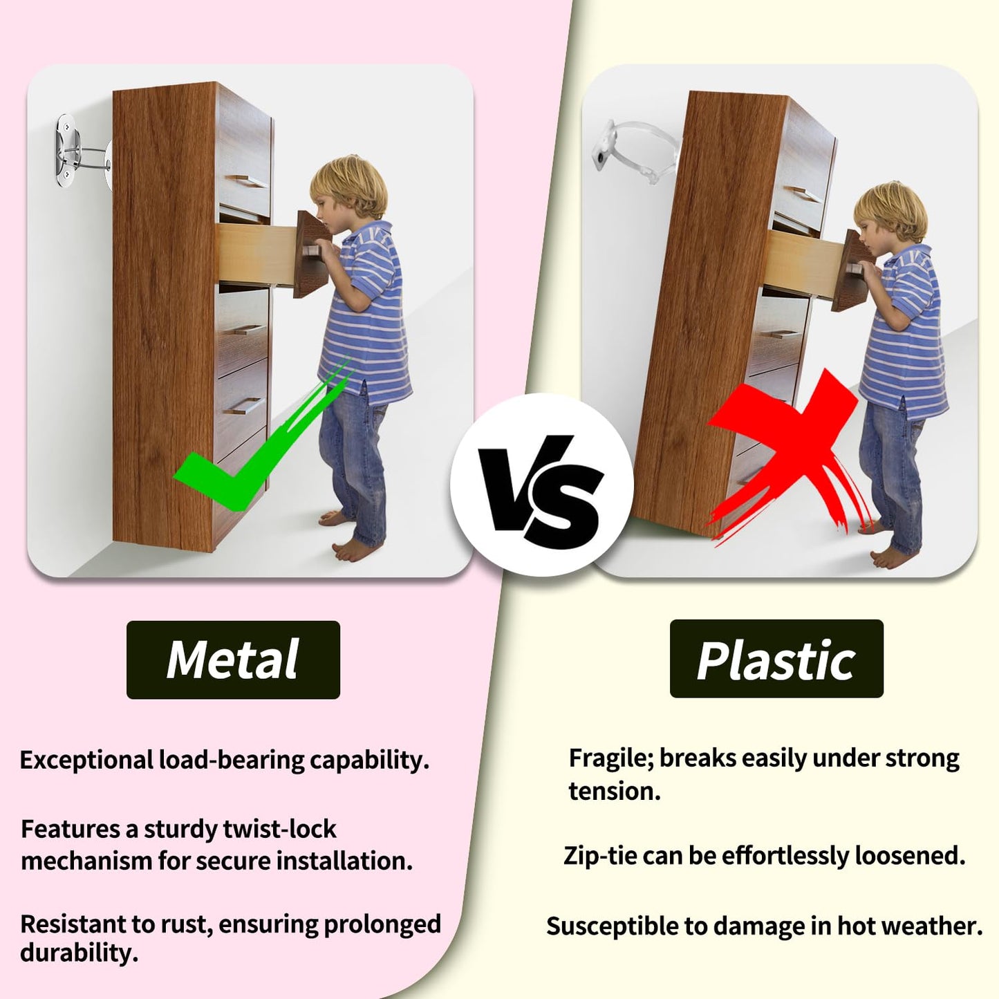 Anti Tip Furniture Anchors (6 Packs) Furniture Anchors for Baby Proofing, Earthquake Straps for Furniture Dresser Wall Safety Anchor Furniture Safety Straps Wall Straps, Silver