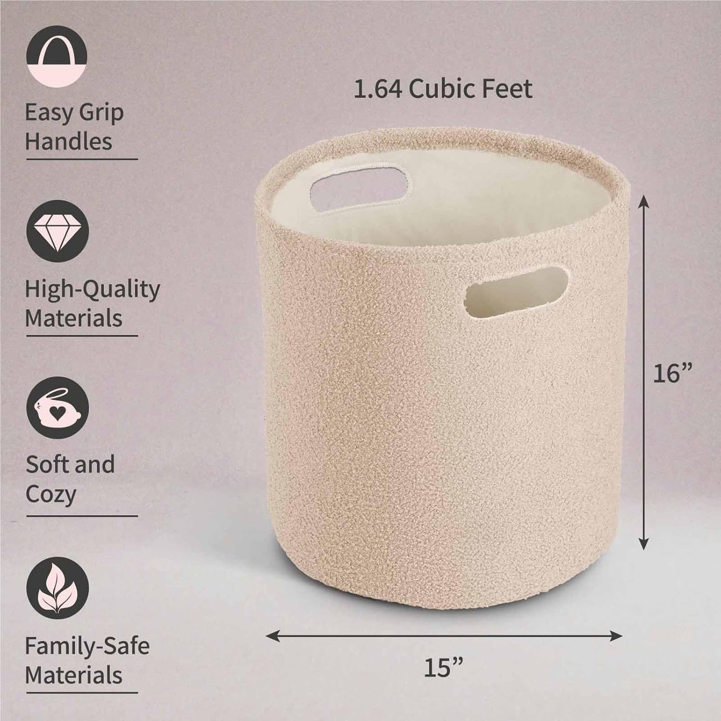 PUTSKA Basket – Round Storage for Clothes – Soft Baby Girl Basket for Nursery, Kids Room, Bedroom, Living Room – Large, Cream