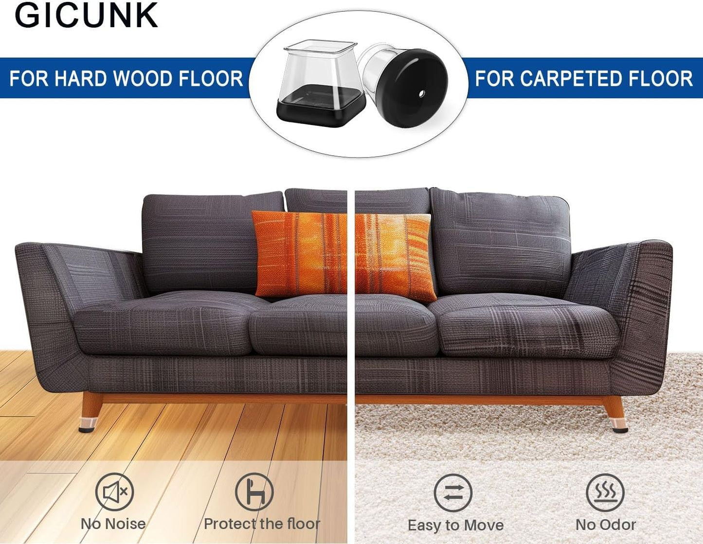 28 Pcs Chair Leg Sliders for Carpet, Round Chair Glides, Silicone Furniture Leg Protectors Caps, Carpet Protectors Table Feet Covers Cups, Teflon Furniture Pads Sliders (Fit:13/16" ~ 1-3/16")