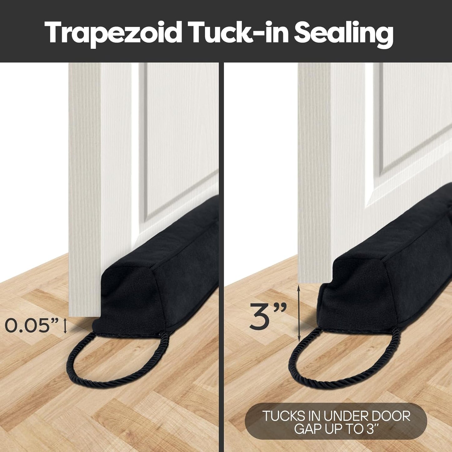 Weighted Door Draft Stopper for Front Door, Easy to Use Heavy 36 inch Door Bottom Winter Cold Air Draft Blocker, for Exterior, Apartment, Back Door, Fits Door Gap Up to 3”, 2.2lb