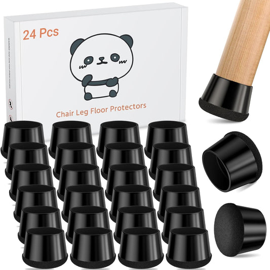 Meldel 24 PCS Silicone Chair Leg Floor Protectors Large (1.2"-1.4") Rubber Felt Furniture Pads